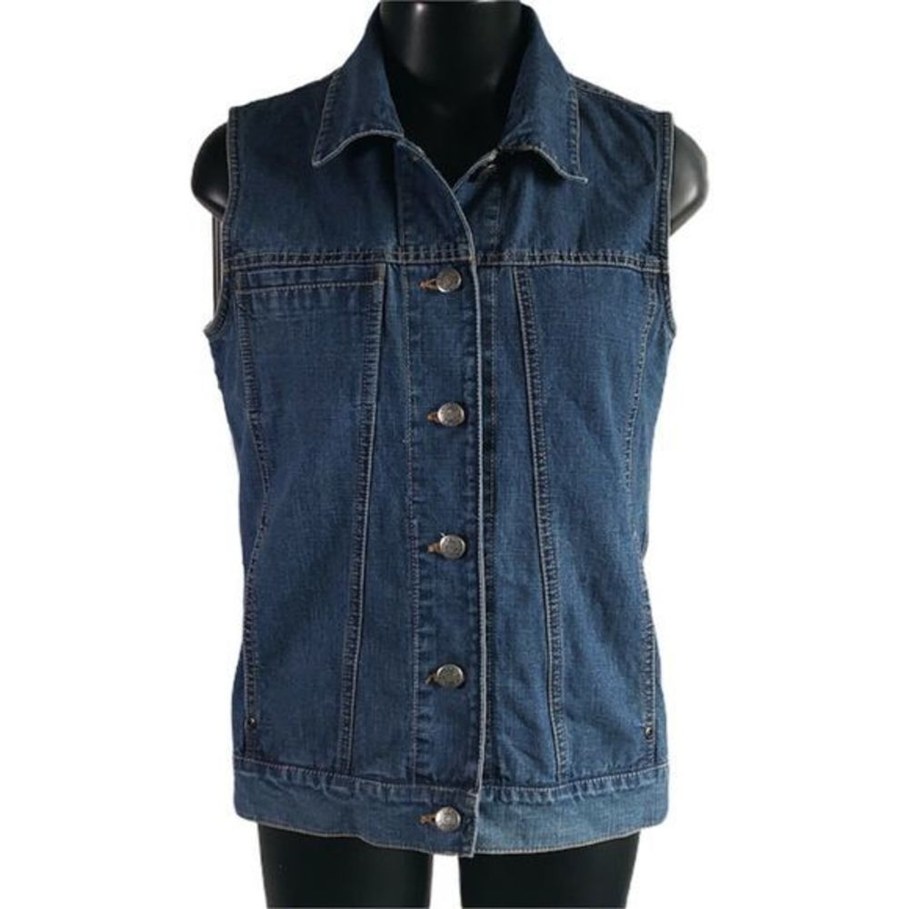 Chico's Women’s Button Up Jean‎ Vest Jacket Size 0
